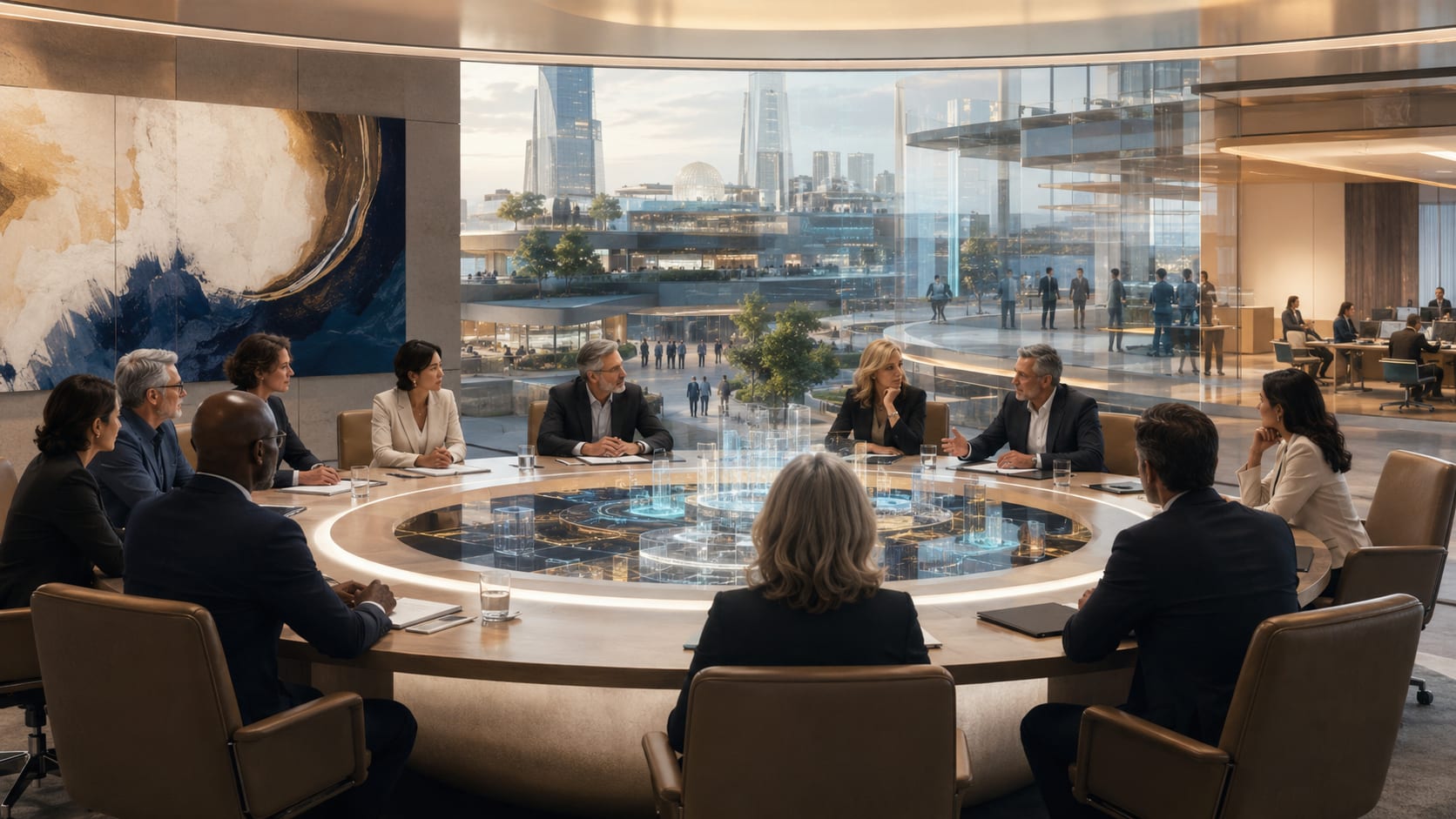 A board and chief executive examine how an evolving intelligent enterprise affects strategy, authority, accountability, and value.