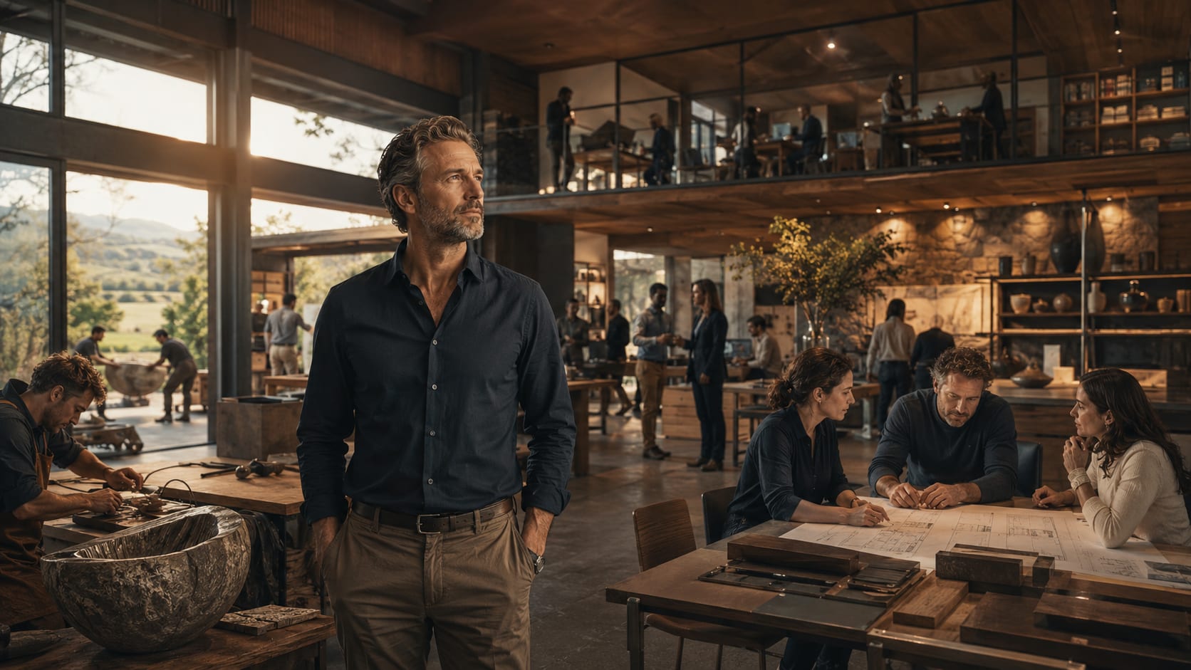 An owner-founder stands inside a specialist enterprise where people, craft, customer relationships, and operating capability remain closely connected.